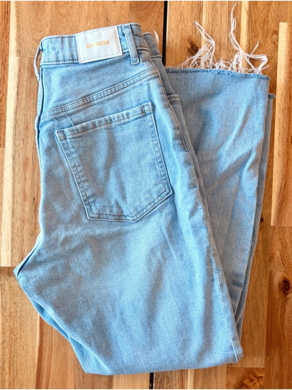 Express Curvy Mom Jeans Light Blue Denim